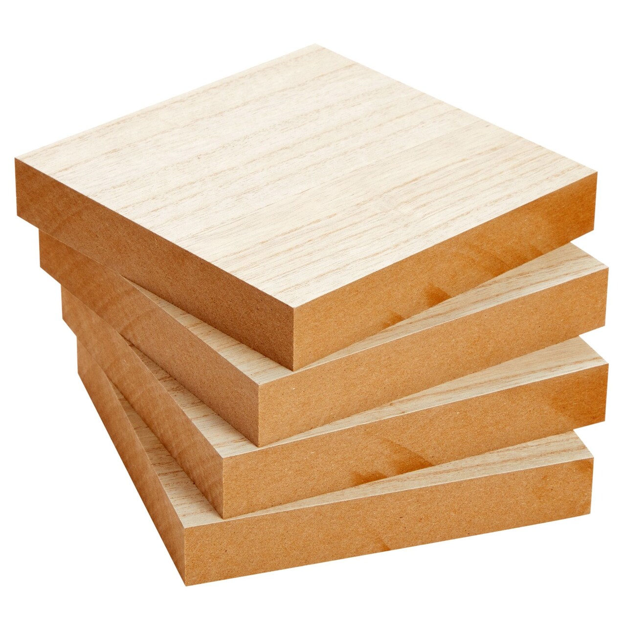 Bright Creations Unfinished MDF Wood Blocks for Crafts, 1 In Thick Wooden Square Blocks (6x6 In, 4 Pack)